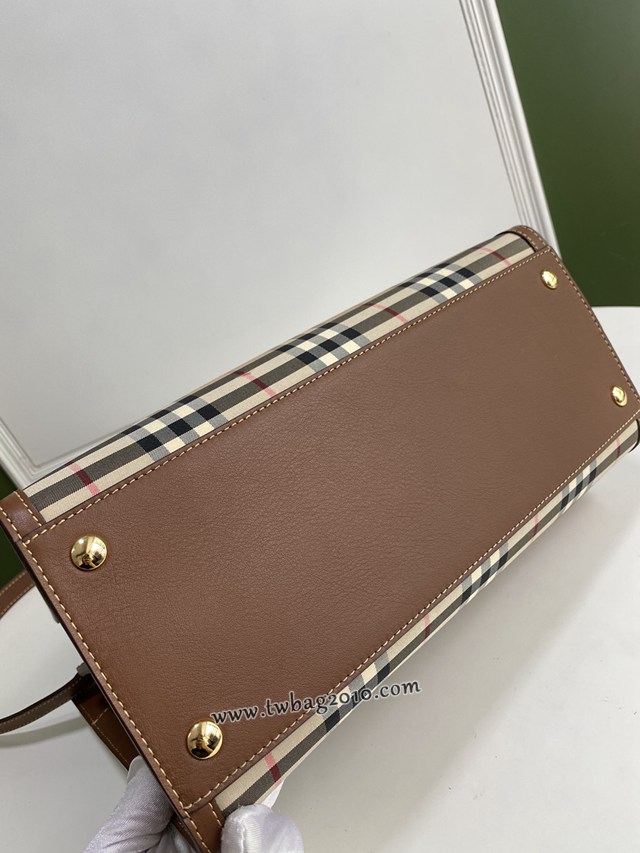 Burberry專門店新款大號Title泰爾勒手袋 巴寶莉Vintage復古格紋手提肩背女包 yxb1154